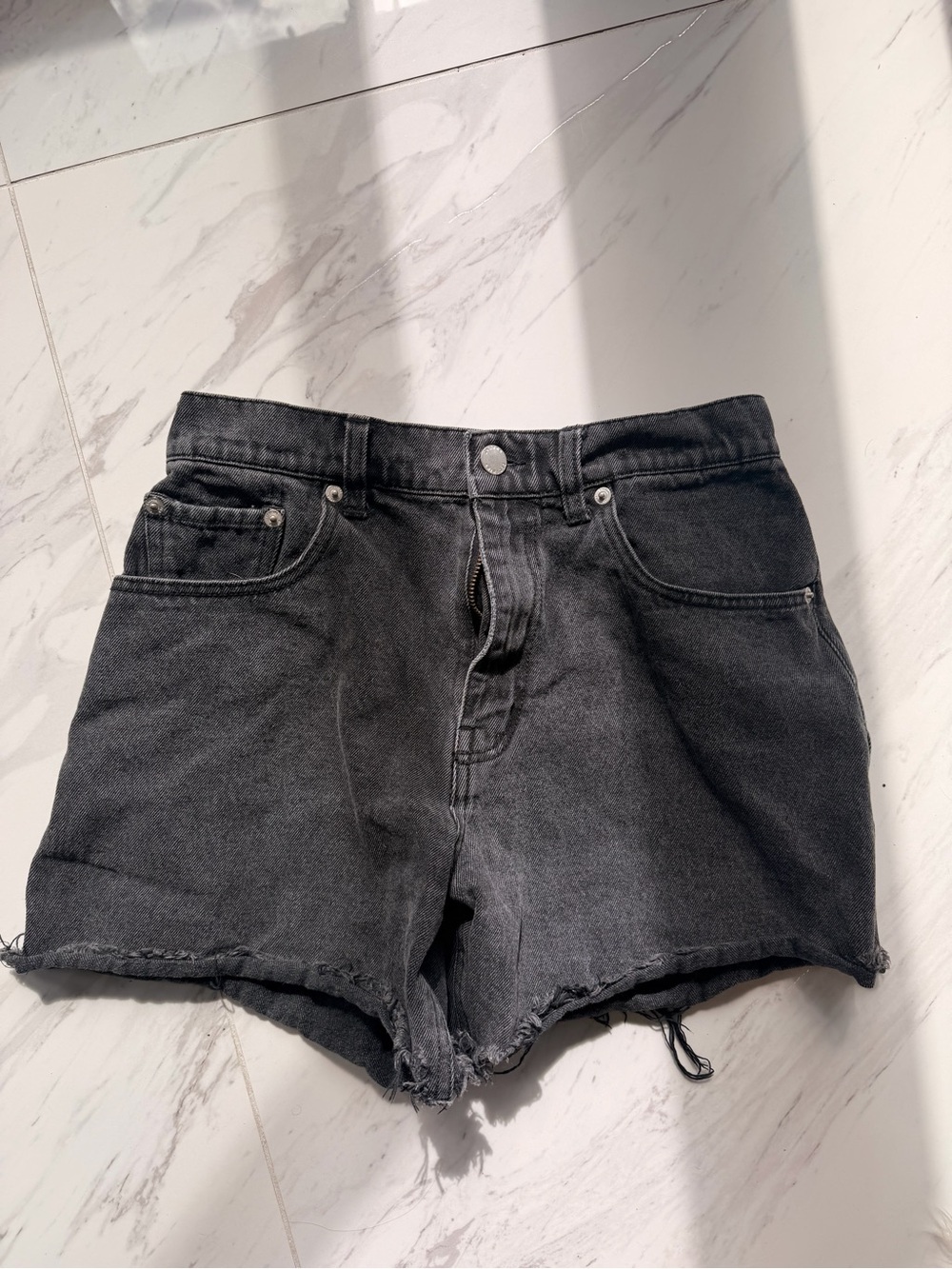 Ghanda Black Denim Cutoff Shorts